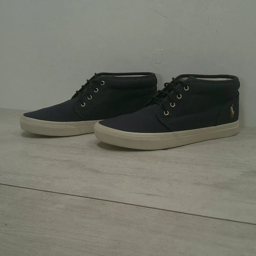 Polo Ralph Lauren Men's Keaton Chukka Sneakers True Navy Blue Canvas Size 11.5